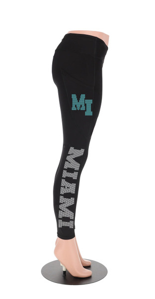 Miami Football Leggings, Rhinestone Leggings, Game Day Sports Pants, Football Yoga Leggings, Cozy football Leggings for Women