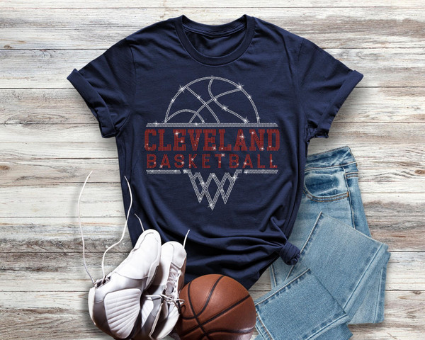 Cleveland Basketball Sports Team Rhinestone T-Shirt, Unisex Sports Tee, Team Mascot Shirt, Popular  Retro Shirt Gift, Fan Sports Apparel