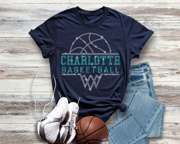 Charlotte Basketball Sports Team Rhinestone T-Shirt, Game Day Shirt Gift For Team Fans, Retro athletic Apparel, Comfort Colors Design Shirt