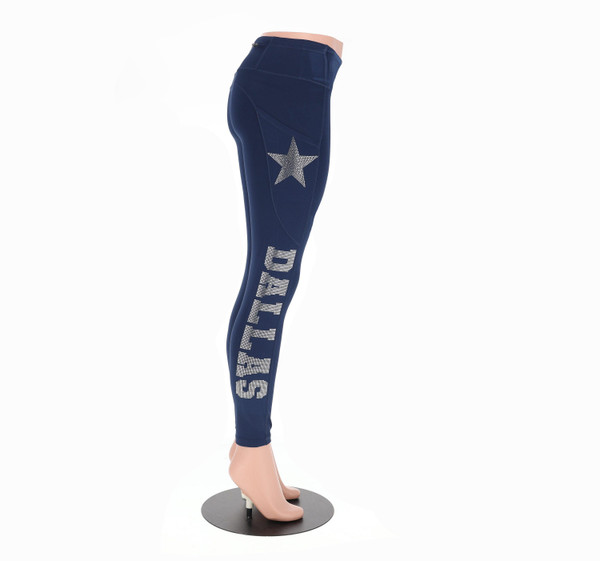 Dallas Football Leggings, Rhinestone Leggings, Game Day Sports Leggings, Team Support Leggings, Stylish Athletic Wear, Sport Merchandise