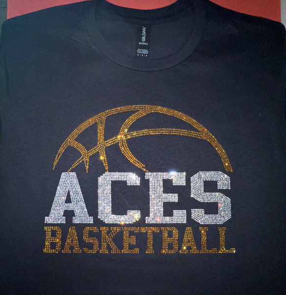Custom Basketball Team Name Rhinestone Shirt, Personalized Sports Tee, Bling Basketball Mom, Custom Spirit Wear, Basketball Team Gift Shirt