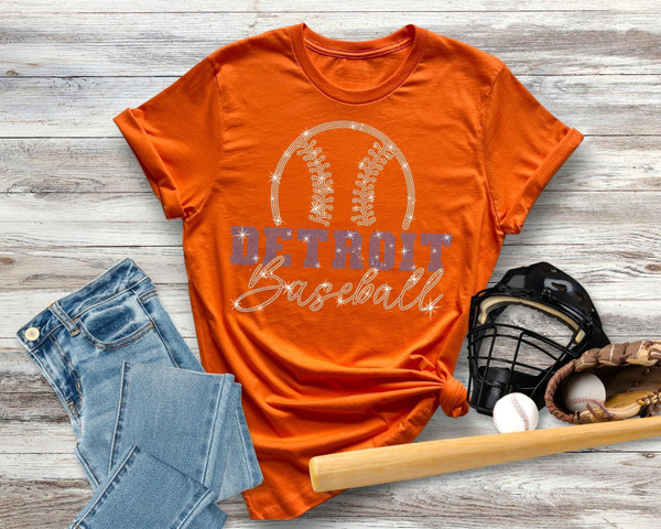 Detroit Baseball Rhinestone T-Shirt, Baseball Season Favorite Shirt, Retro Style Baseball Shirt, Baseball Mom Tee, Cute Gameday Gift for Her