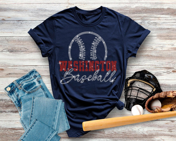 Washington Baseball Rhinestone T-Shirt, Game Day Shirt, Retro Sports Fan Tee, Mom Baseball Tee, Baseball Season Shirt, Unique Gift for Her