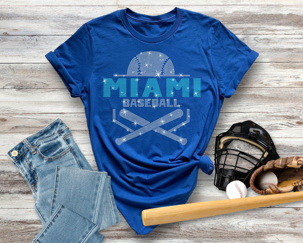 Miami Baseball Rhinestone T-Shirt, Favorite Season Shirt, Sports Mama Shirt, Tailgate Retro Shirt, Game Day Shirt, Gift for Your Love One