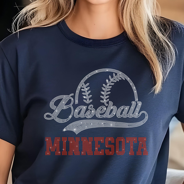 Minnesota Baseball Rhinestone Shirt, Gift for Baseball, Retro Sports Shirt, Game Day Tailgate Shirt, Baseball Teams Favorite Fan T-shirt