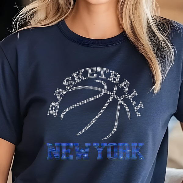 New York Basketball Game Day Rhinestone Shirt, Mascot Shirt, Sports Matching Shirt, Best Father's Day Shirt Gift Ever, Basketball Love Gift