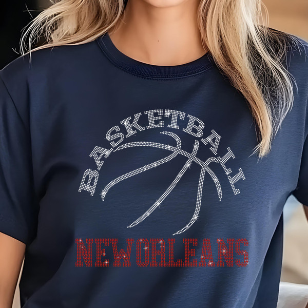 New Orleans Basketball Game Day Rhinestone Shirt, Mascot Shirt, Sports Matching Shirt, Best Father's Day Shirt Gift, Basketball Love Gift