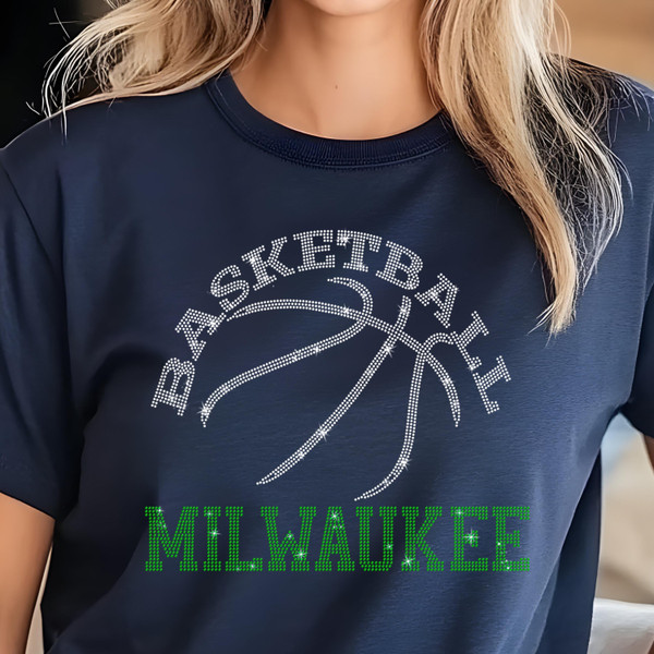 Milwaukee Basketball Game Day Rhinestone Shirt, Mascot Shirt, Sports Matching Shirt, Best Father's Day Shirt Gift Ever, Basketball Love Gift