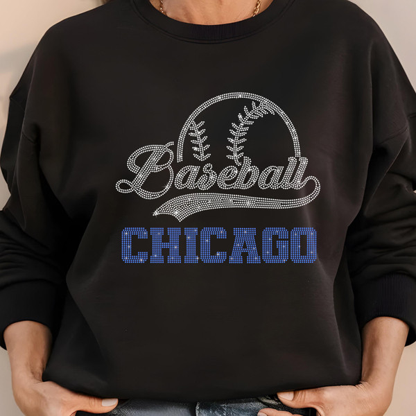 Chicago Baseball Rhinestone Shirt, Gift for Baseball, Retro Sports Shirt, Game Day Tailgate Sport Shirt, Baseball Teams Favorite Fan T-shirt