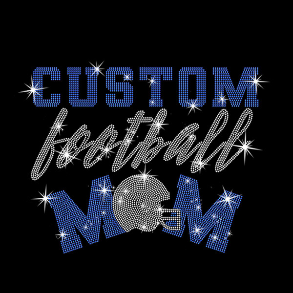 Custom Football Mom Rhinestone Shirt, Personalized Football Tee, Football Mom Shirt, Custom Spirit Wear, Women's Football Shirt