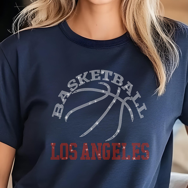 Los Angeles Basketball Game Day Rhinestone Shirt, Mascot Shirt, Sports Matching Shirt, Best Father's Day Shirt Gift, Basketball Love Gift