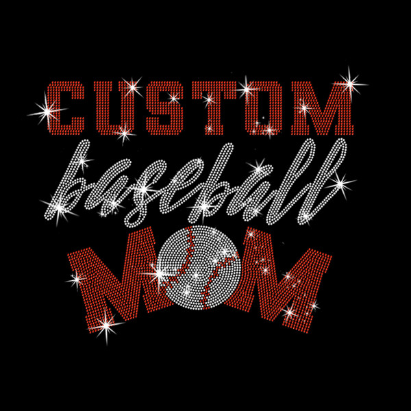 Personalized Baseball Mom Rhinestone Shirt, Custom Sports Tee, Bling Baseball Mom, Cute Baseball Mom Shirt,  Personalized Gift for Mom
