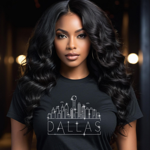 Dallas Rhinestone T-Shirt, Sparkling City Skyline Tee, Women Casual Top, Texas Pride Shirt, Travel Gift, Cityscape Design Outfit Dallas Rhinestone T-Shirt, Sparkling City Skyline Tee, Women Casual Top, Texas Pride Shirt, Travel Gift, Cityscape Design Outfit
