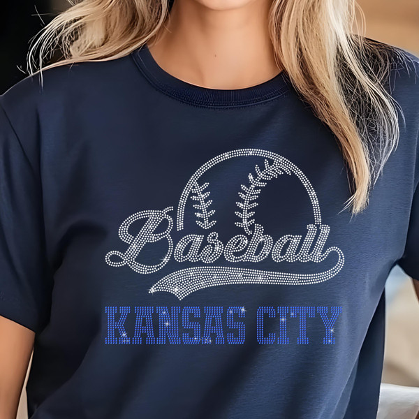 Kansas City Baseball Rhinestone Shirt, Gift for Baseball, Retro Sports Shirt, Game Day Tailgate Shirt, Baseball Teams Favorite Fan T-shirt