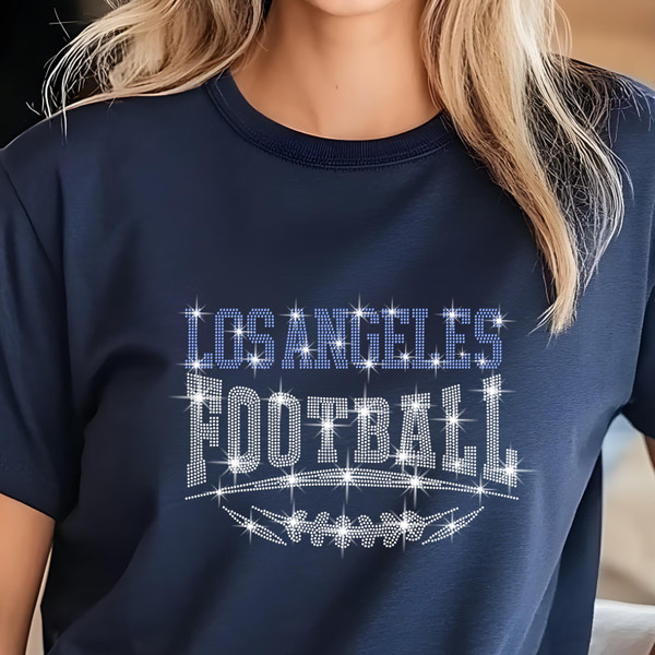 Los Angeles Football Rhinestone Shirt – Sparkling Fan Apparel, Stylish T-shirt, Sweatshirt, Hoodie, V-Neck, Perfect for Game Day &Team Pride