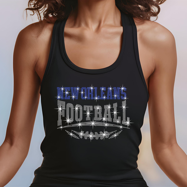 New Orleans Football Rhinestone Shirt – Sparkling Fan Apparel Stylish T-shirt, Sweatshirt, Hoodie, V-Neck, Perfect for Game Day & Team Pride