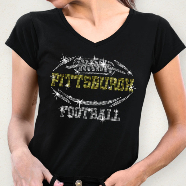 Pittsburgh Rhinestone T-Shirt, Unique Design and Sporty Stylish Football Shirt, Shiny Tailgate Game Day Shirt, Chic Fashion Sunday Fan Tee