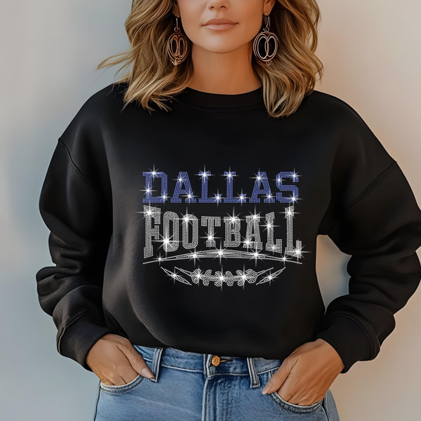 Dallas Football Rhinestone Shirt – Sparkling Fan Apparel! Stylish T-shirt, Sweatshirt, Hoodie, V-Neck, Perfect for Game Day & Team Pride