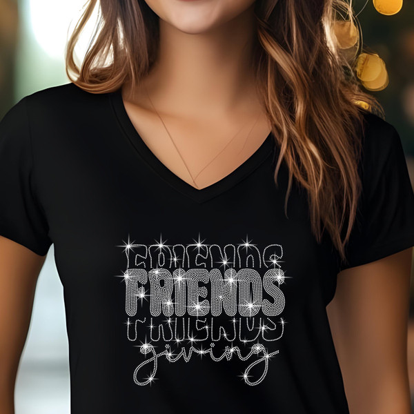 Friends Giving Rhinestone Top, Holiday Shirt, Thanksgiving Apparel, Gift for Friends, Casual Chic Fashion, Tshirts, Gift for Her, Sweater Friends Giving Rhinestone Top, Holiday Shirt, Thanksgiving Apparel, Gift for Friends, Casual Chic Fashion, Tshirts, Gift for Her, Sweater