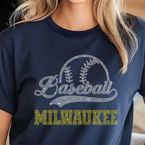 Milwaukee Baseball Rhinestone Shirt, Gift for Baseball, Retro Sports Shirt, Game Day Tailgate Shirt, Baseball Teams Favorite Fan T-shirt