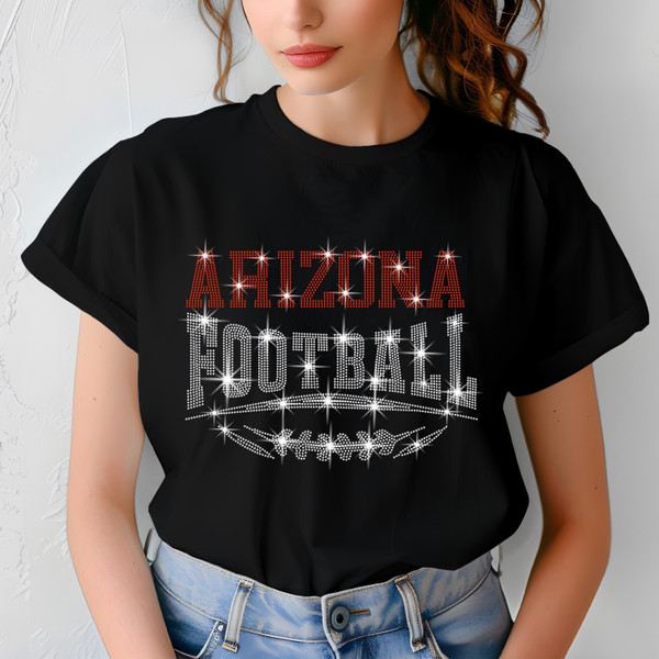 Arizona Rhinestone Football, Game Day, Football Fan Shirt, Bling Team Trendy Shirt, Glitter Sunday Fashion, Game Day Chic Shirt