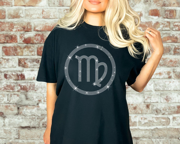Virgo Sign Fashionable Rhinestone T-Shirt, Birth Month T-Shirt, Zodiac Astrological Unisex Sweatshirt, Funny Virgo Gift For Him Or Her