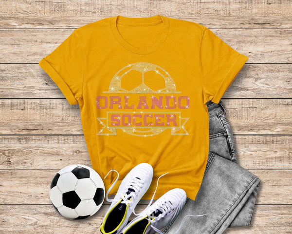 Orlando Rhinestone T-Shirt, Soccer/Football Supporters Shirt for Football Lovers, Unique Design Tailgate Outfit, Sport Lovers Christmas Gift