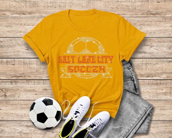 Salt Lake City Rhinestone T-Shirt, Soccer Game Day Mom or Dad Shirt, Retro Unisex Soft Cotton Tee, Aesthetic and Athletic  Sport Shirt