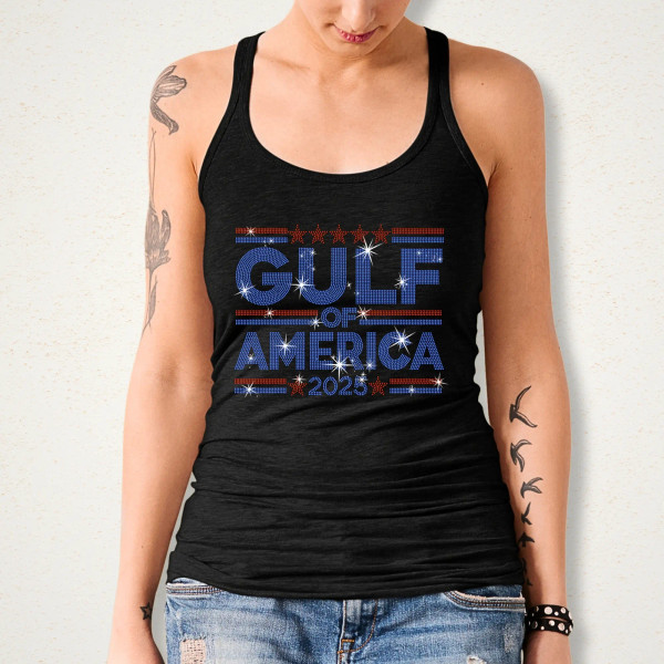 Gulf Of America 2025 Rhinestone T-Shirt, Patriotic Vintage Tee-Shirt, Cruise Gift Shirt, American Pride Shirt, Funny Liberal Gift