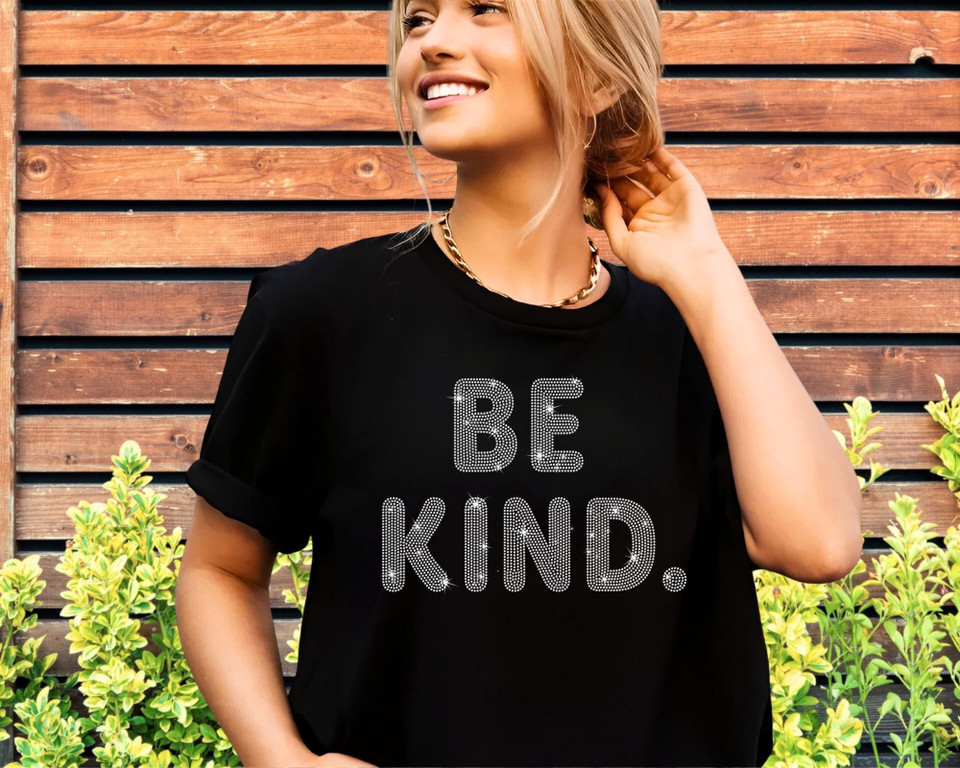 Be Kind Rhinestone T-Shirt, Be Kind Be Happy, Polite Shirt, Motivational Shirt, Mental Health Tee, Trendy Women Shirt, Gift for Best Friend