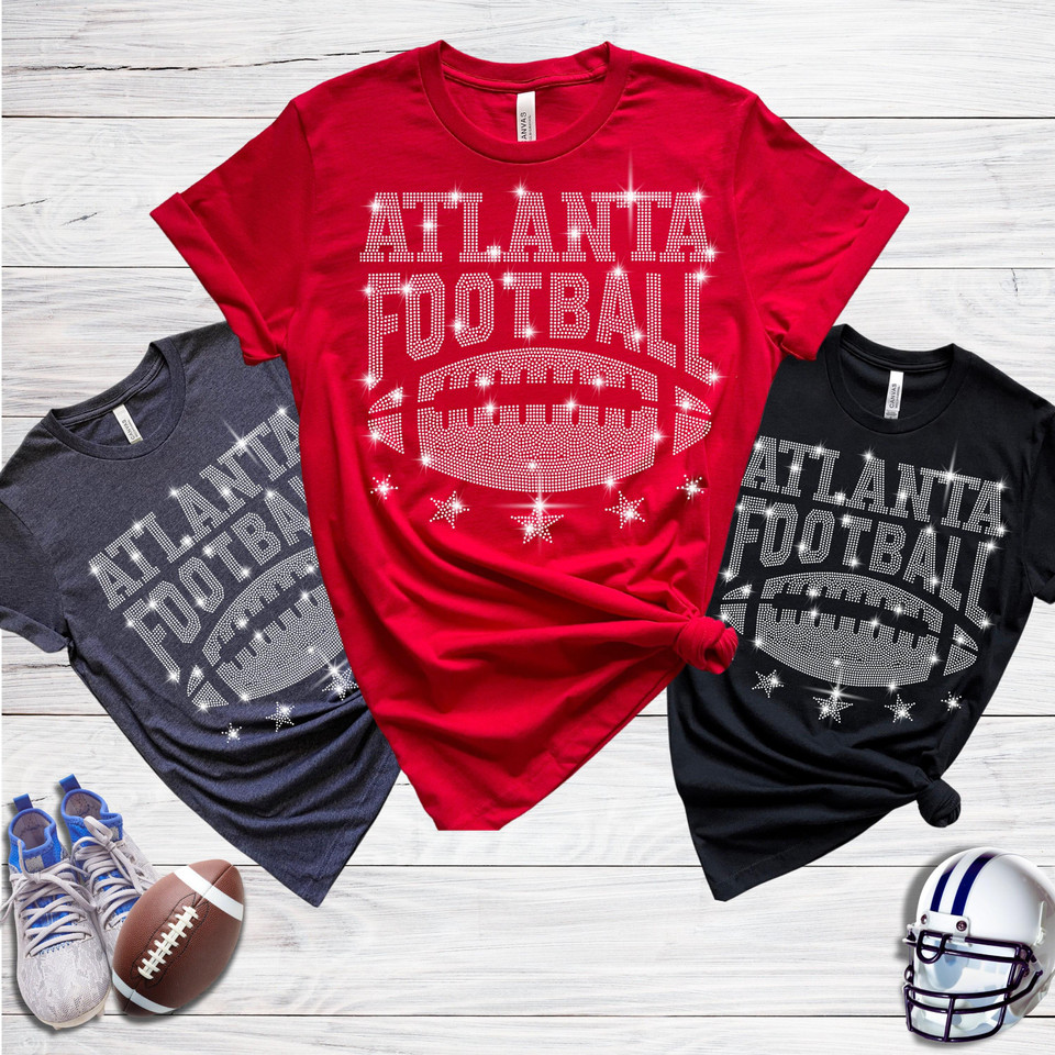 Atlanta Rhinestone T-Shirt, Football Fan Tee Shirt, Stylish and Comfortable, Unique and Eye-Catching Design for Game Day Gift