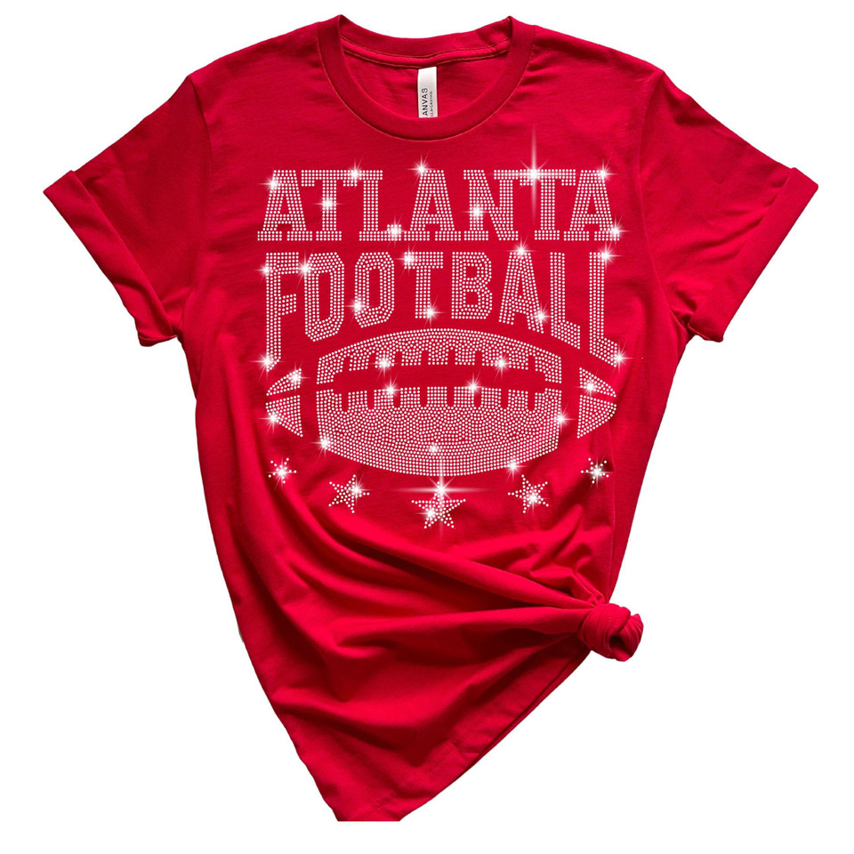 Atlanta Rhinestone T-Shirt, Football Fan Tee Shirt, Stylish and Comfortable, Unique and Eye-Catching Design for Game Day Gift
