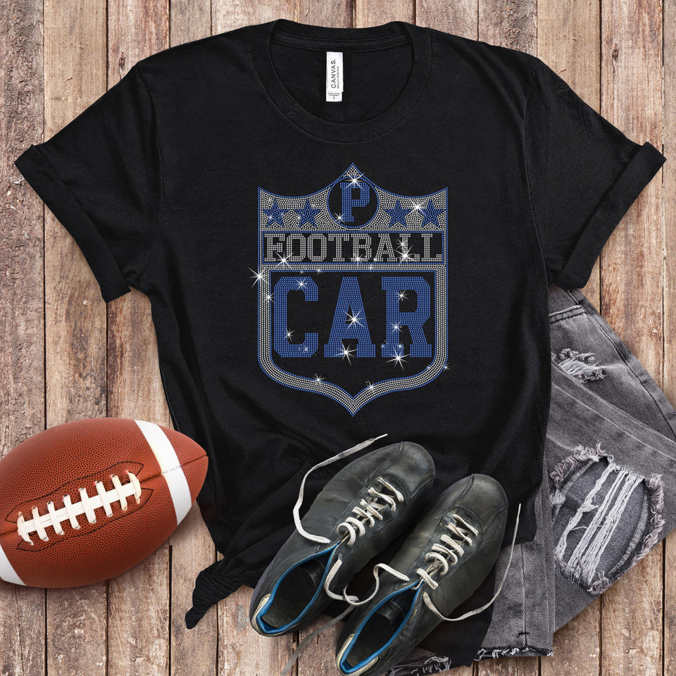Carolina Rhinestone T-Shirt, Football Player Game Day Apparel, Stylish and Comfortable, Gift For Fans, Sunday Funday Shield Tee