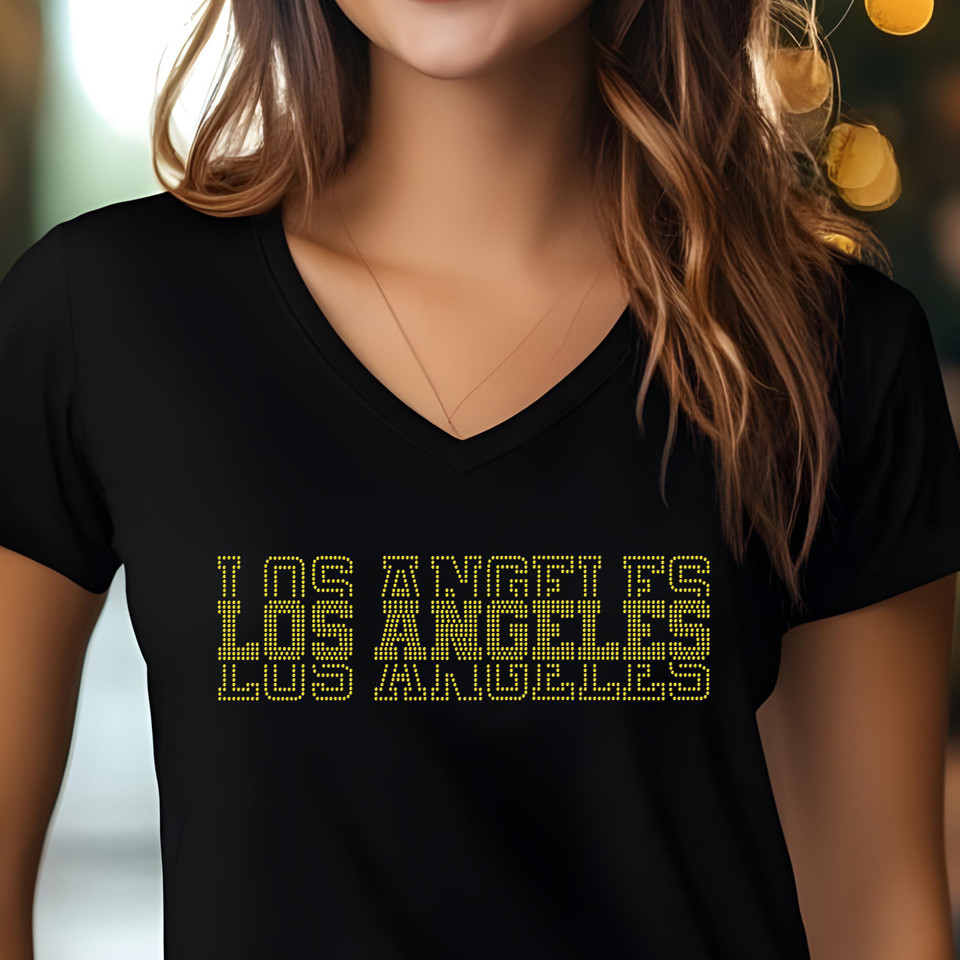Los Angeles Rhinestone Football Shirt, Shine Bright and Show Your Team with This Stylish, Quality Design, Perfect for Sunday Game Days & Tailgates