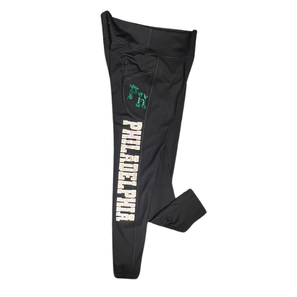 Philadelphia Rhinestone Leggings, Cute Ladies Football Style Sports Leggings, Retro Uniform Yoga Leggings, Game Day Casual Pants for Fans