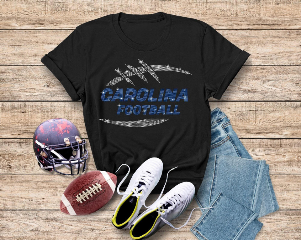 Carolina Game Day Rhinestone T-Shirt, Football Aesthetic Comfort Colors Retro Sweatshirt, Christmas Gift for Football Fans, For Dad, For Mom