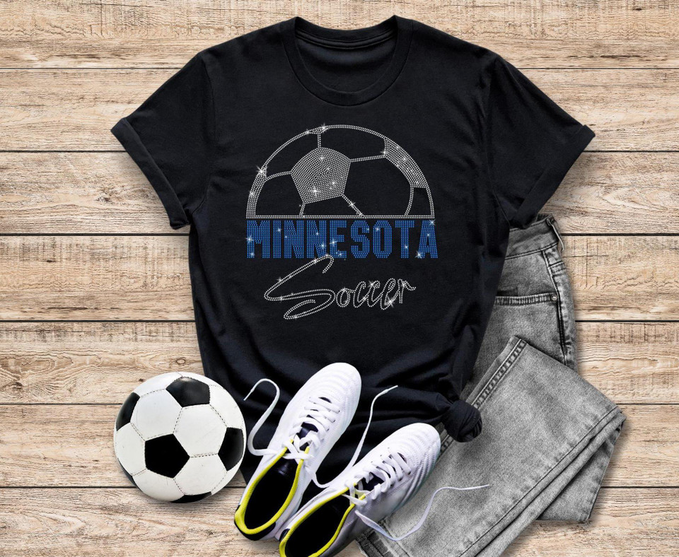 Minnesota Rhinestone T-Shirt, Classic Cut High-Quality Soccer Tee-Shirt, Perfect Gift for Soccer Enthusiasts, Sports Lovers Stadium Outfit