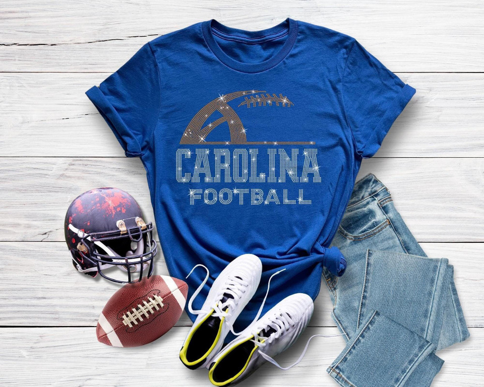 Carolina Rhinestone Sunday Football T-Shirt, Football Sweatshirt for men and women, Tailgate Sports Tee, Christmas Gift for Football Fans