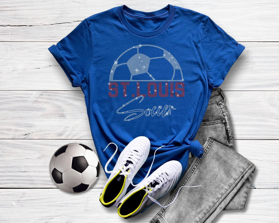 St. Louis Rhinestone T-Shirt, Unisex Soccer Game Day Sports Tee, Soft Comfortable Cotton Shirt, Team Supporters Aesthetic Apparel