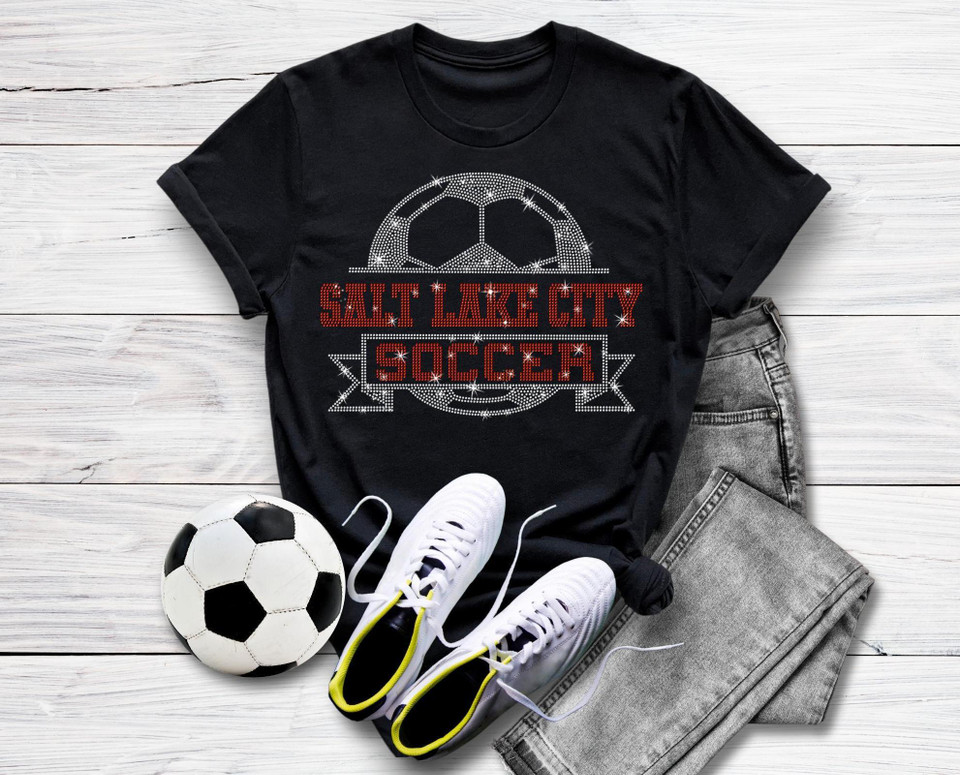 Salt Lake City Rhinestone T-Shirt, Soccer Game Day Mom or Dad Shirt, Retro Unisex Soft Cotton Tee, Aesthetic and Athletic  Sport Shirt
