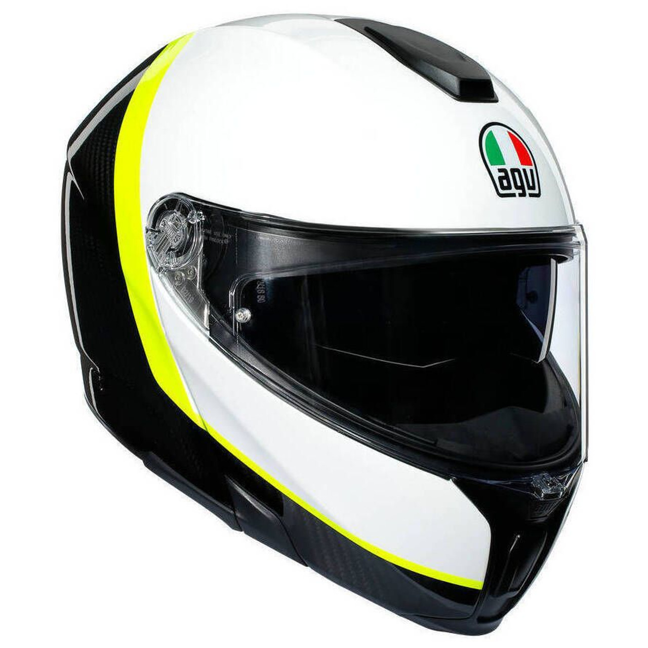 Casque AGV Sportmodular Ray (carbone/blanc/jaune fluo