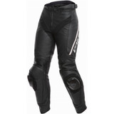 Pantalon en cuir Dainese Delta 3 pour femmes (Noir/Noir/Blanc)