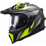 LS2 Explorer Carbon Focus Dual Sport Helmet (Matte Titanium/Hi-Vis Yellow)