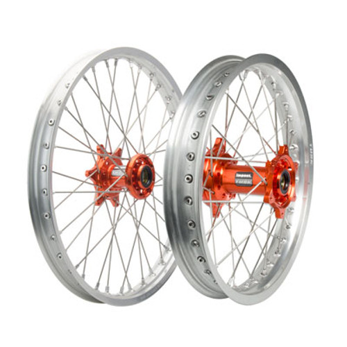 Tusk Impact Dirt Bike Wheel Kit (Silver/Silver/Orange)
