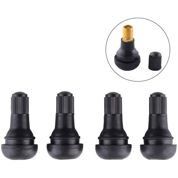 Short Rubber Wheel Valve Stems (TR412) - Pack of 4