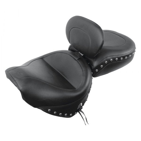 Mustang Wide Touring Motorcycle Seat with Driver Backrest