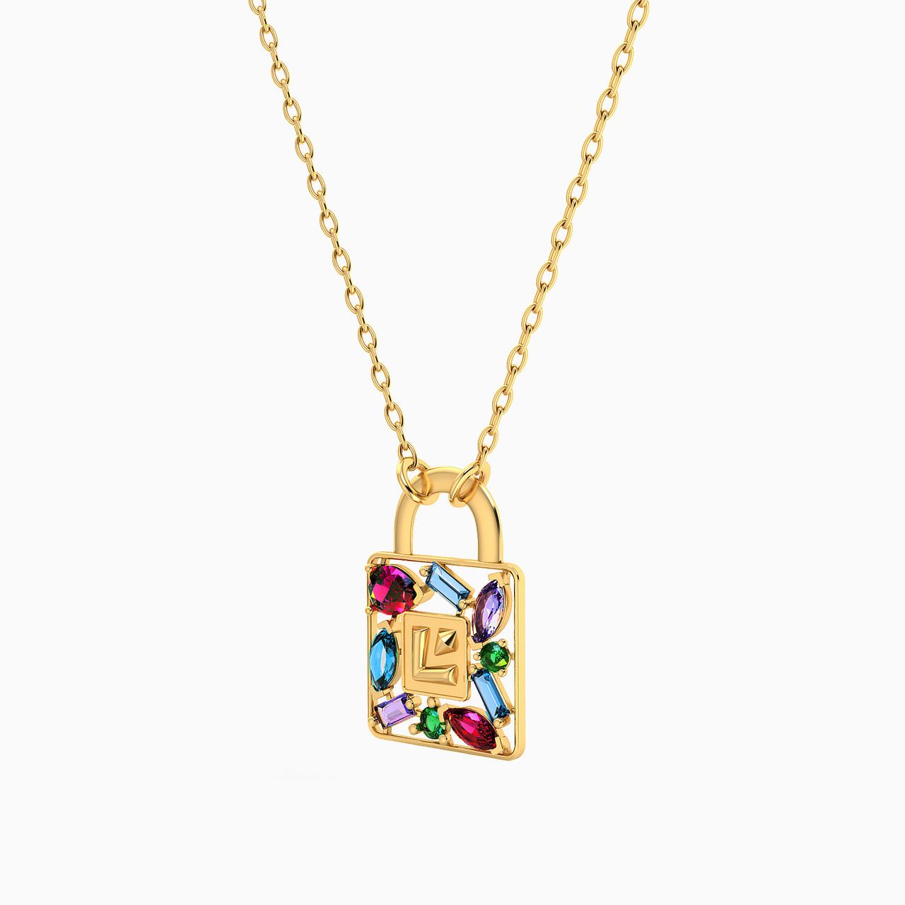 Lock Colored Stones Necklace In 18K Gold - 2 https://cdn11.bigcommerce.com/s-t4k1ukevvr/images/stencil/1280w/products/1022/3284/112051101542451-2__92431.1721651234.jpg