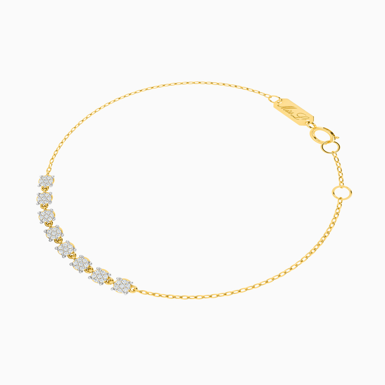 Circle Diamonds Chain Bracelet in 18K Gold - 2 Circle Diamonds Chain Bracelet in 18K Gold - 2