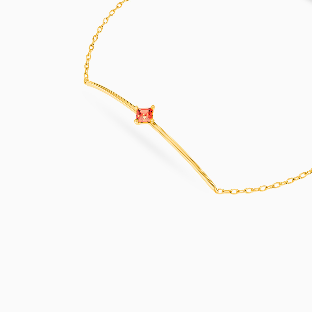 Square Red Stone Cuff Bracelet in 18K Gold - 3 Square Red Stone Cuff Bracelet in 18K Gold - 3