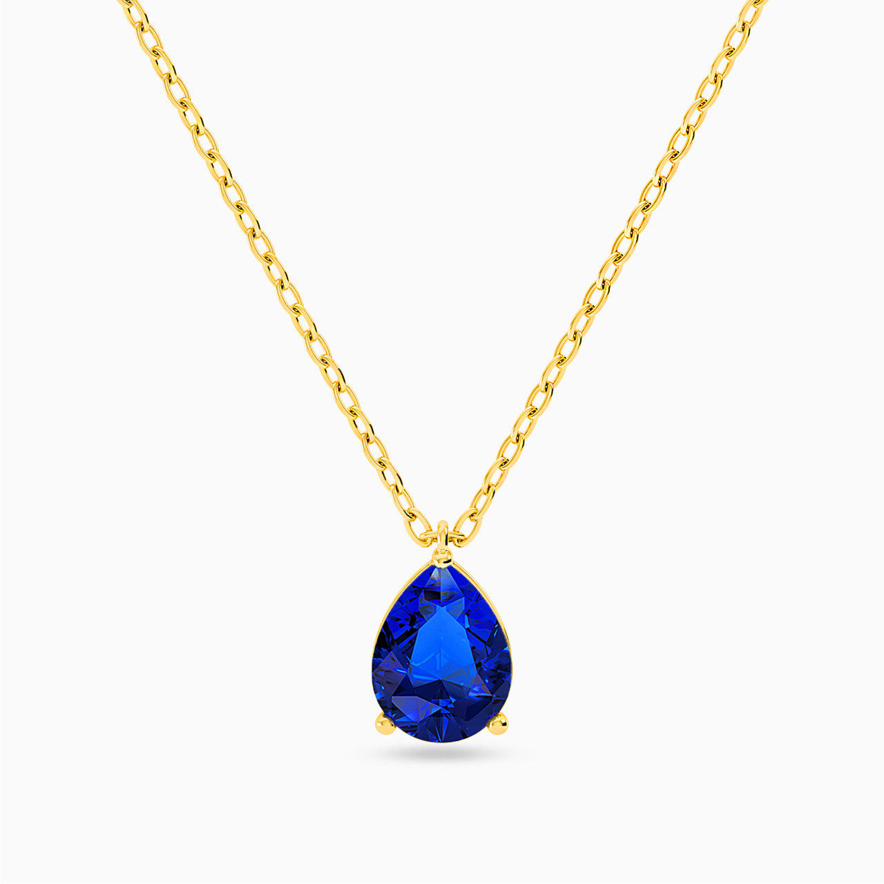 Pear Blue Stone Necklace In 18K Gold Pear Blue Stone Necklace In 18K Gold